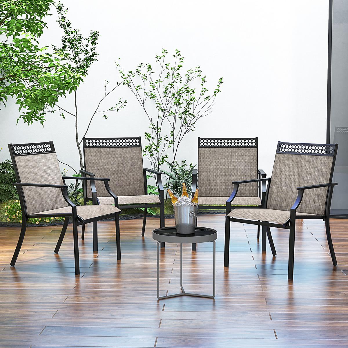 TERRASSENSTÜHLE Kaffee(2er-Set) - Braun, Metall (66/90/61cm) - COSTWAY