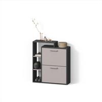 SCHUHKIPPER Ortello Anthrazit/Greige 80 x 90 cm - Greige/Anthrazit, Holzwerkstoff (80/90/24.2cm) - Livinity®