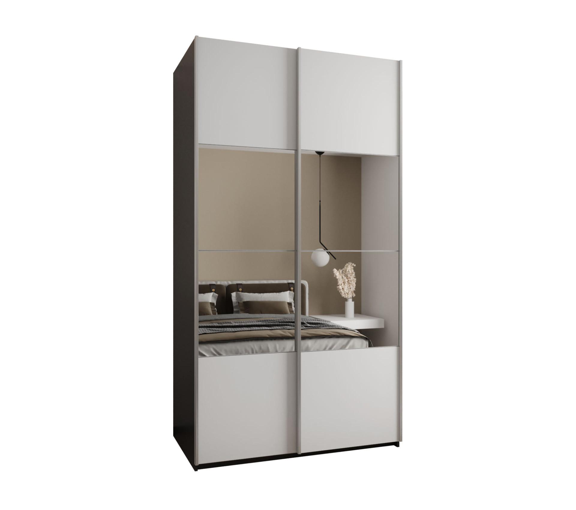 SCHWEBETÜRENSCHRANK 245,5/130/64 2-türig - Silberfarben/Schwarz, Holz/Metall (130/245/64cm) - Abiks Möbel
