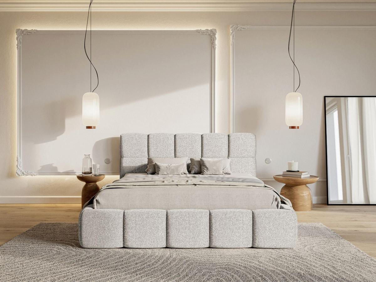 POLSTERBETT Cloudy Hellgrau Chenille, Bettkasten & Lattenrost, 120x200 cm - Hellgrau/Schwarz, Kunststoff/Textil (120/200cm) - Selsey