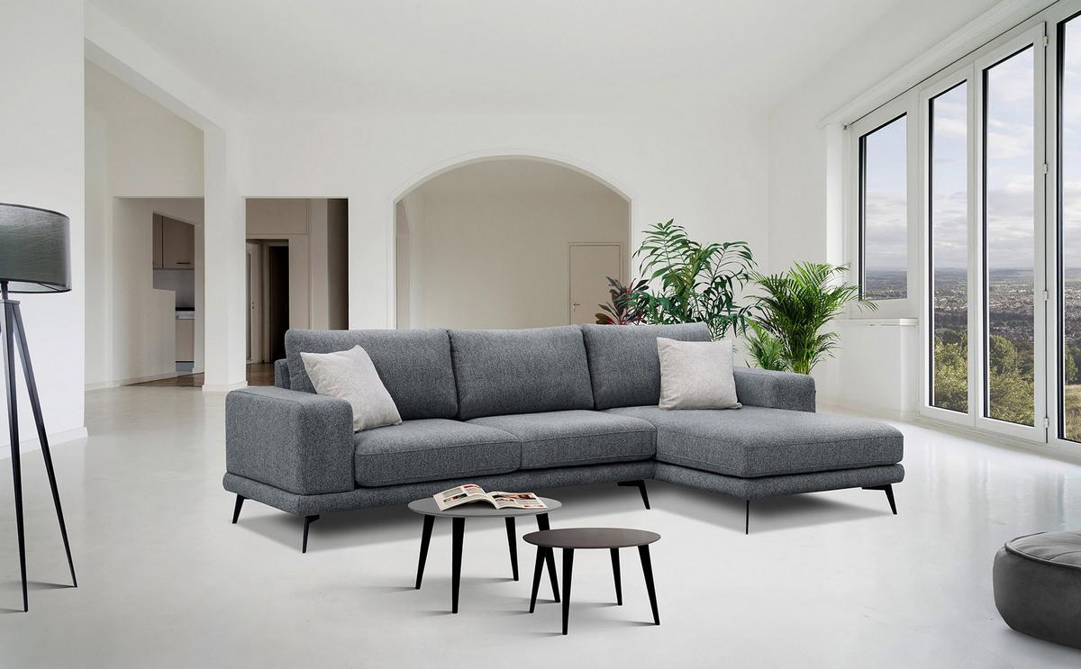 ECKSOFA MEDIOLANE 4-Sitzer, dunkelgrau - Dunkelgrau, Holzwerkstoff/Textil (282/219cm) - Wozimo