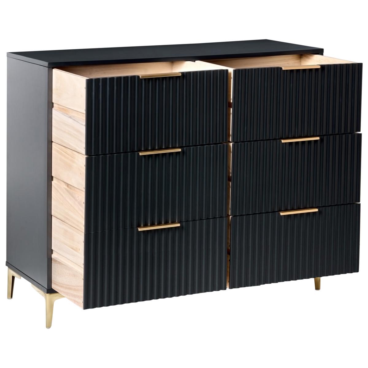 KOMMODE mit 6 Schubladen Schwarz Walcott - Schwarz, Holzwerkstoff (108/89/40cm) - Beliani