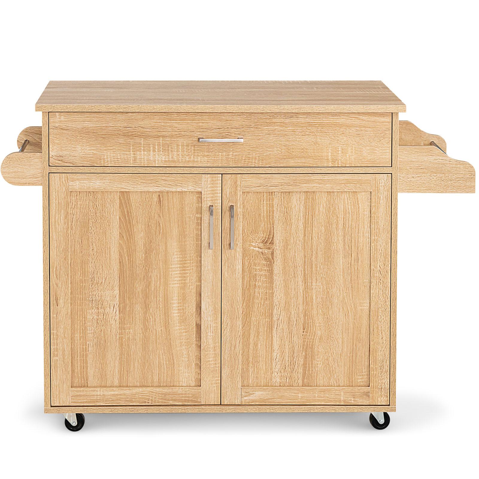 KÜCHENWAGEN Holz Natur - Weiß, Holz (116/85/40cm) - COSTWAY