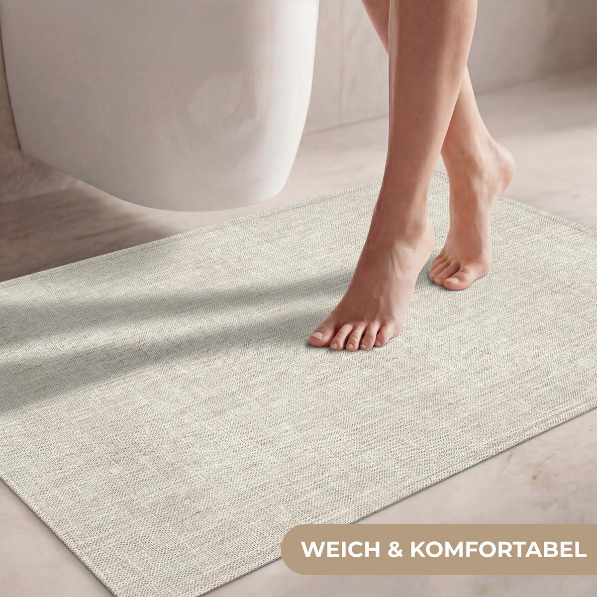 WC-VORLEGER Leinen - Textur - Beige Toilettenteppich 90x60 cm - Beige, Textil (90/1cm) - OnlyWow