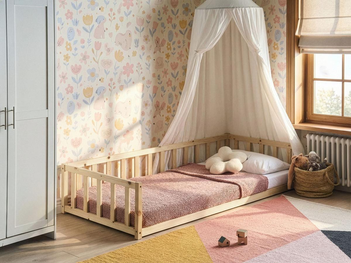KINDERBETT Kiefernholz 90/200 cm Hellbraun Auribeau - Hellbraun, Holz (90/200cm) - Beliani
