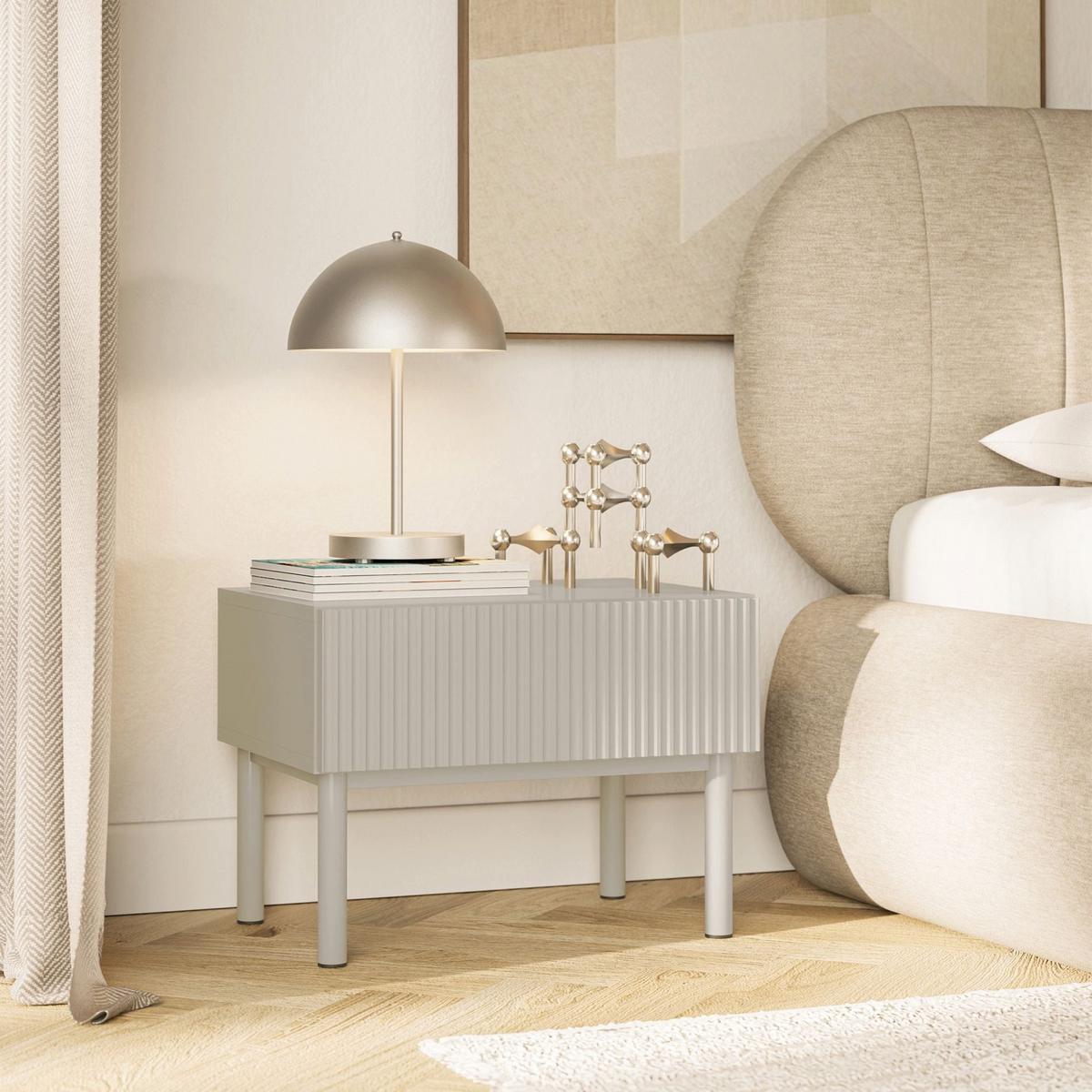 NACHTTISCH Veldio New Greige 50 cm - Taupe, Holzwerkstoff/Metall (50/44/35.6cm) - Selsey