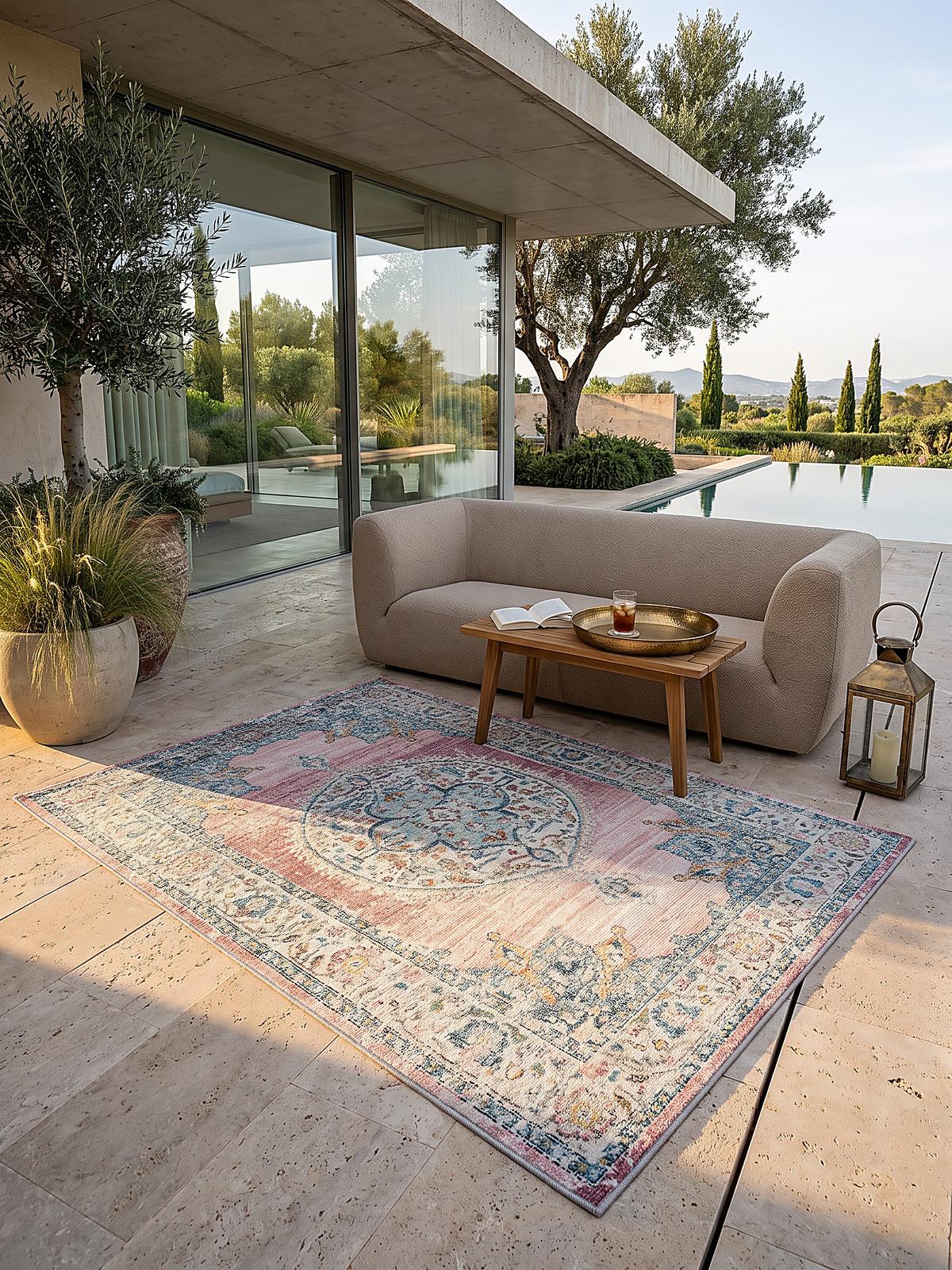 TEPPICH Outdoor Orientalisch LIMMAT Polypropylen Pink 200 x 290 cm - Rosa, Textil (200/290cm) - KADIMA DESIGN