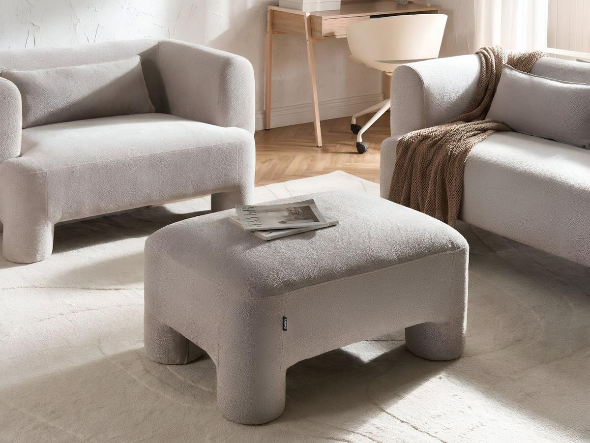 OTTOMANE Stoff Beige Hogbo - Beige, Textil (100/45/70cm) - Beliani