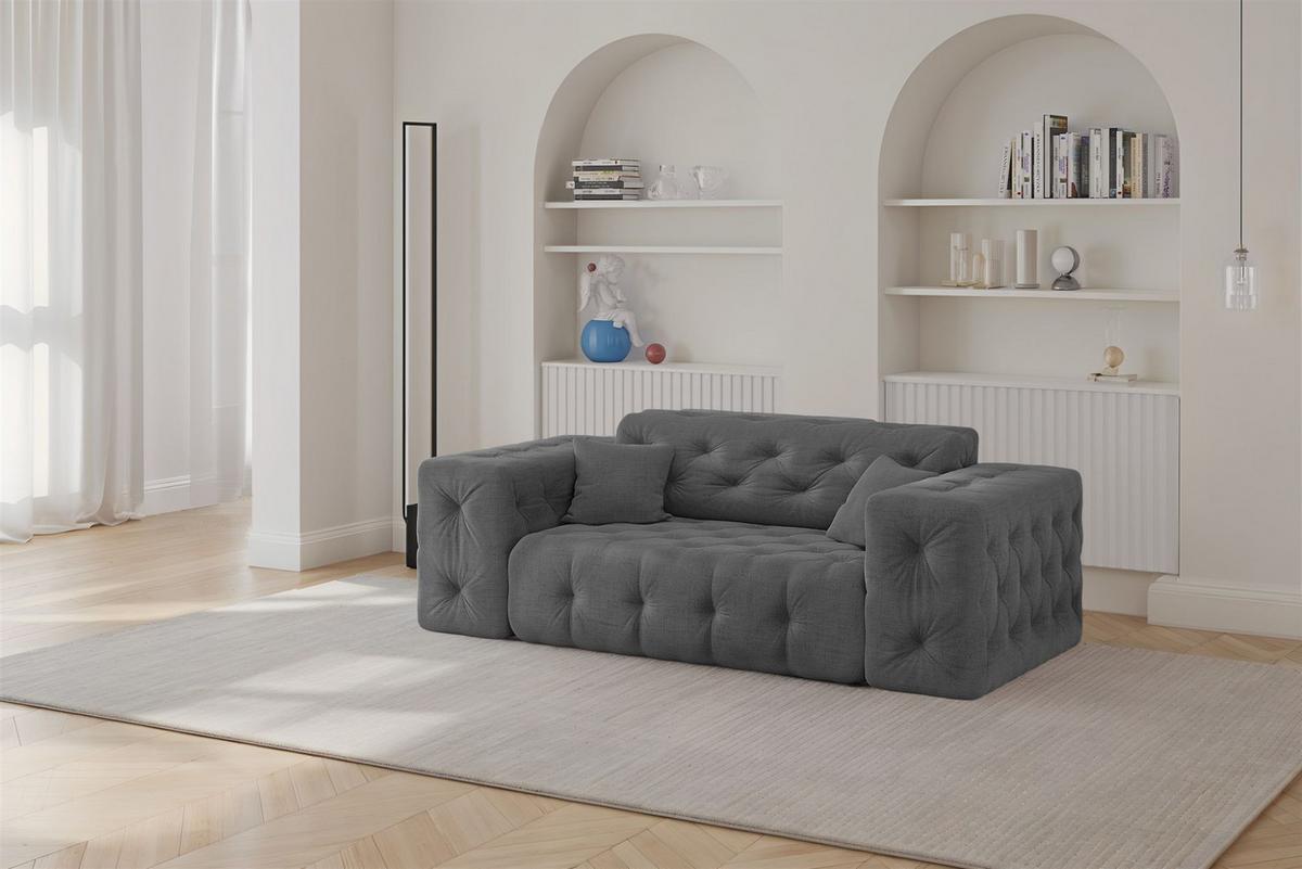 SOFASET Chantal In Moly - Anthrazit, Holzwerkstoff/Textil (186/78/96cm) - Fun Möbel