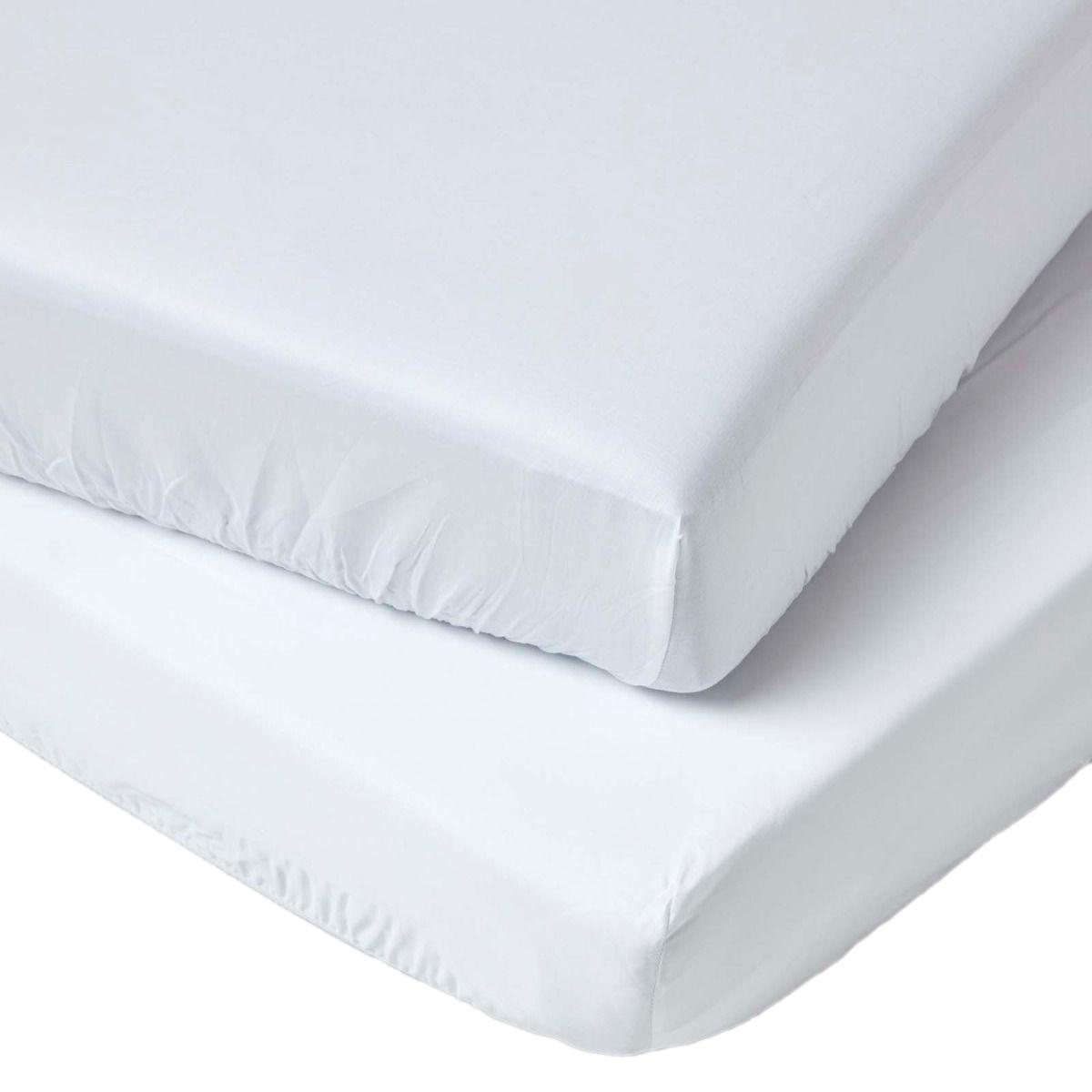 KINDER-SPANNBETTLAKEN 2er-Set, Bio-Baumwolle, 70/140 cm - Weiß, Textil (70/140cm) - Homescapes