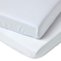 BABY-SPANNBETTLAKEN 2er-Set, Bio-Baumwolle, 60/120 cm - Weiß, Textil (60/120cm) - Homescapes