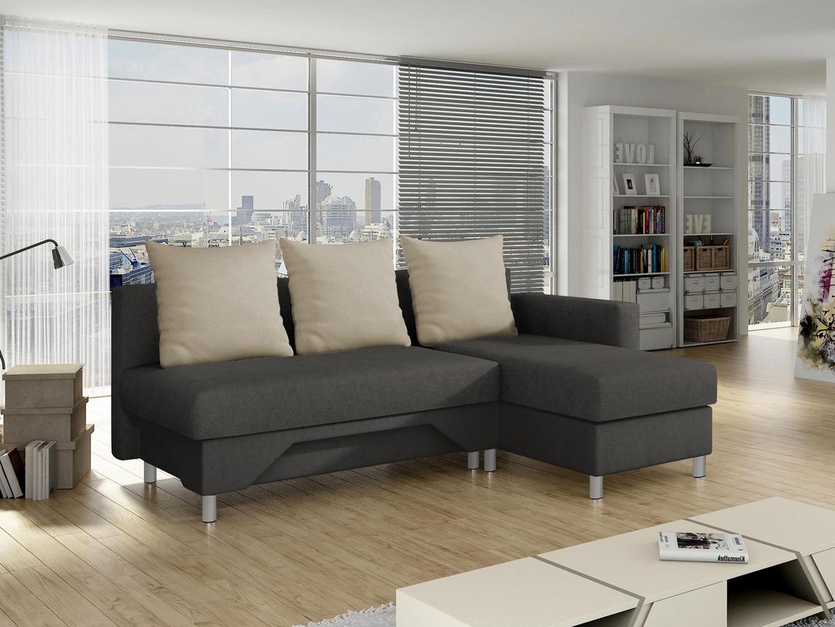 ECKSOFA Tom, Seite: Rechts - Dunkelbraun/Beige, Holz/Kunststoff (215/133cm) - MIRJAN24