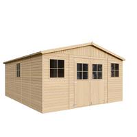 HOLZ-GARTENHAUS - H246 x 418 x 522 cm/ 20 m² - IMBELA M333 - Beige, Holz (418/246/493cm) - Timbela