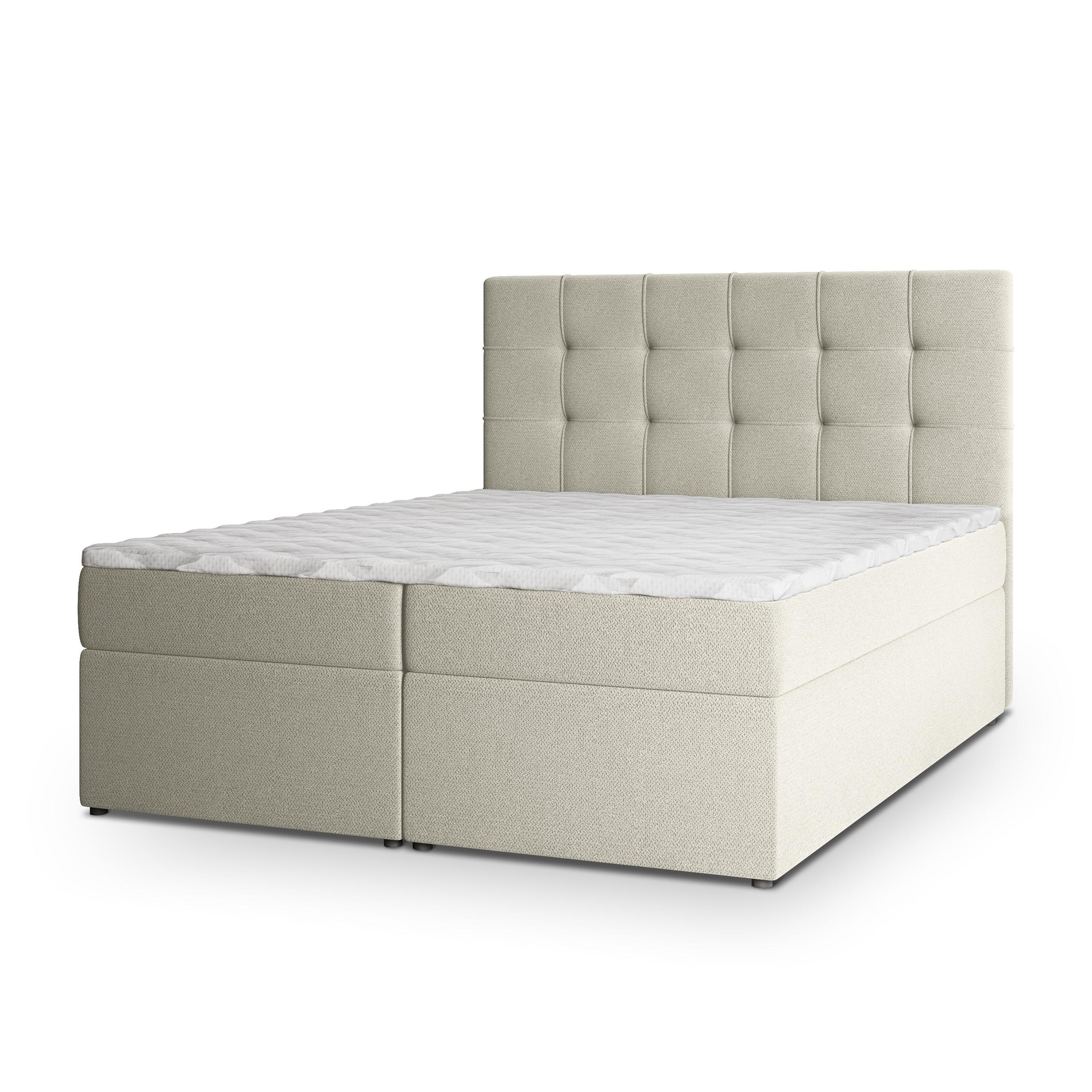 BOXBETT PALMA 180x200 cm mit Matratze und Topper, H2+H3 - Creme - Creme, Holz (180/200cm) - MASSENO