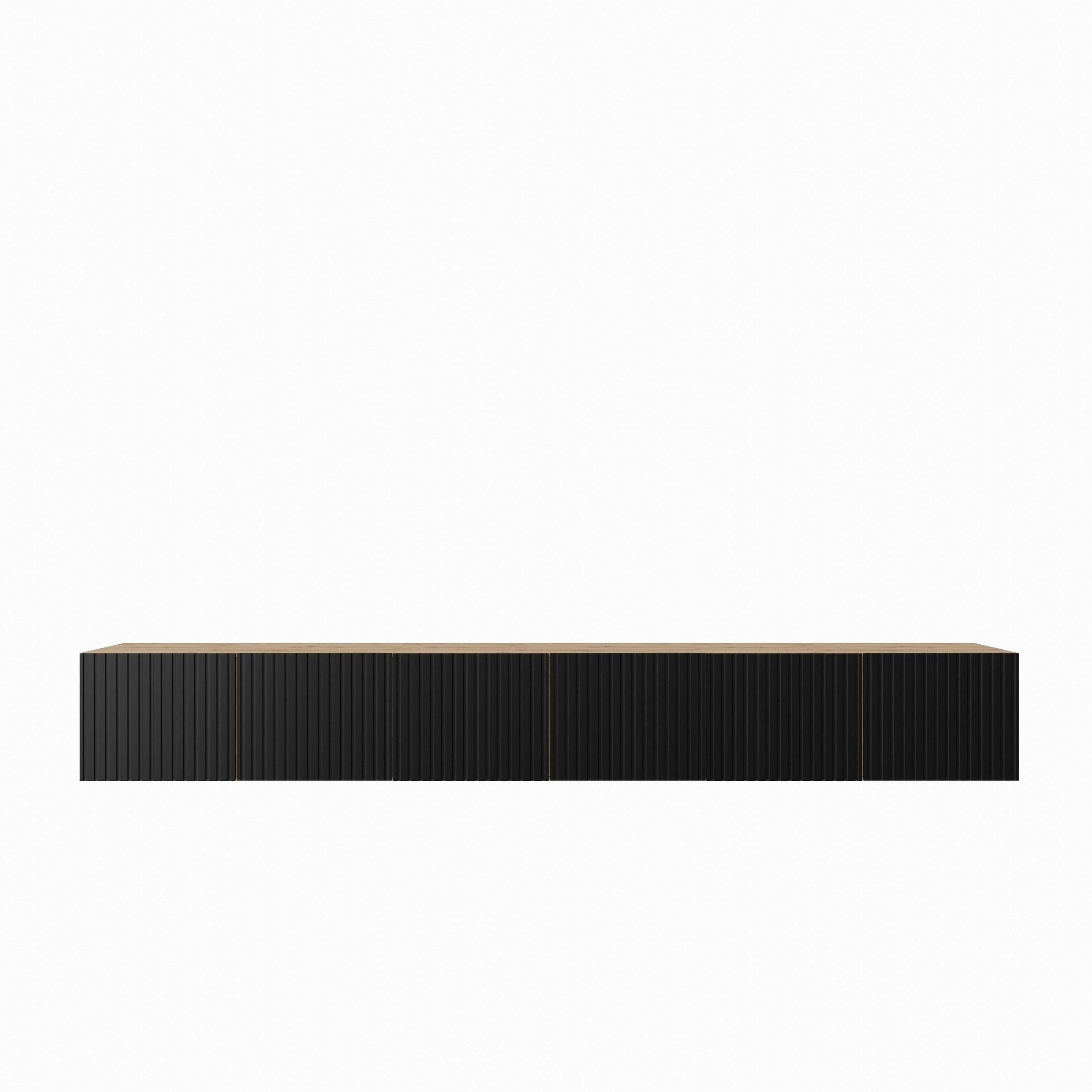 LOWBOARD LIVO 300/41/40 cm, Hängender TV-Schrank Eiche Artisan - Schwarz/Eiche Artisan, Holzwerkstoff (300/41/40cm) - MASSENO