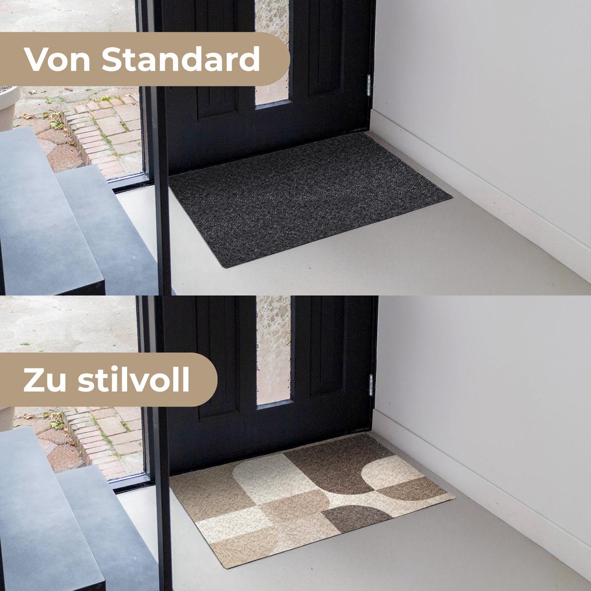 FUSSMATTE Geometrisch - Gewebte Struktur - Modern Fußabtreter 90x60 cm - Beige, Kunststoff (90/0.4cm) - MuchoWow