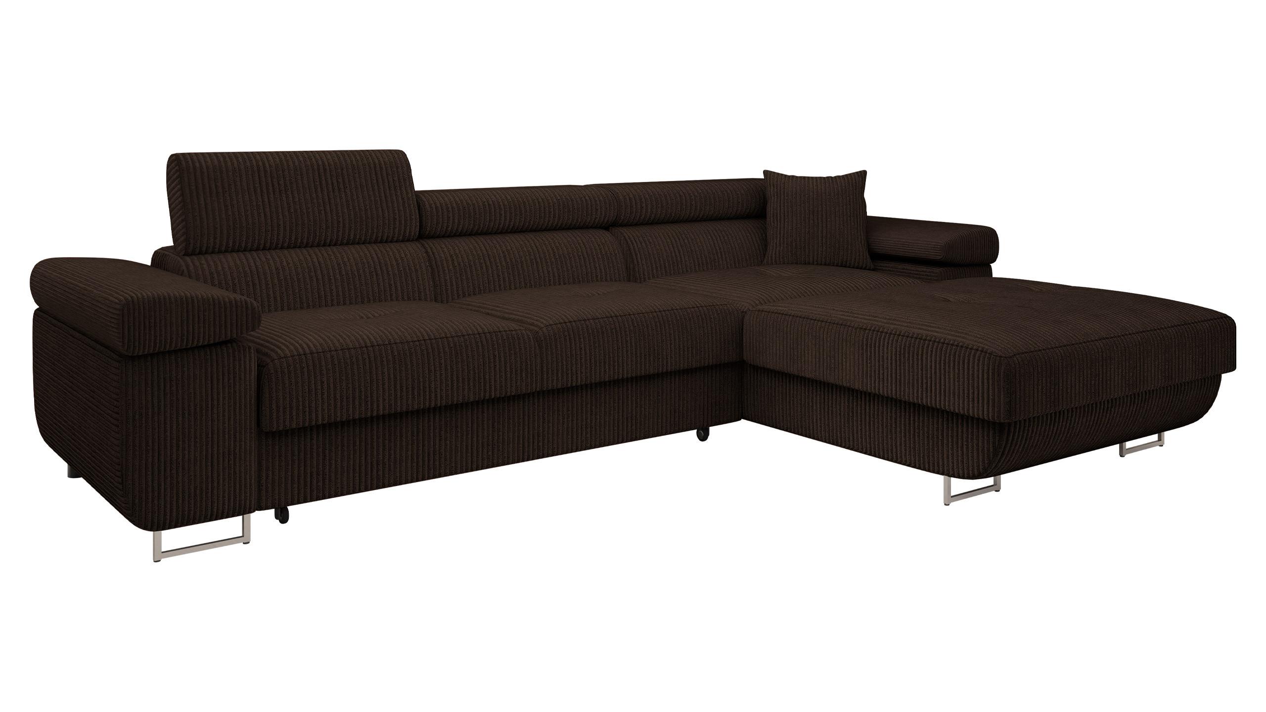 ECKSOFA Torezio Mini Cord, Seite: Rechts - Nussbaumfarben, Holz/Textil (280/170cm) - MIRJAN24