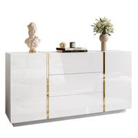SIDEBOARD MIT SCHUBLADEN ONYX HOCHGLANZ 158 CM PUSH OPEN - Weiß, Holzwerkstoff (158/81/41.3cm) - Lookway