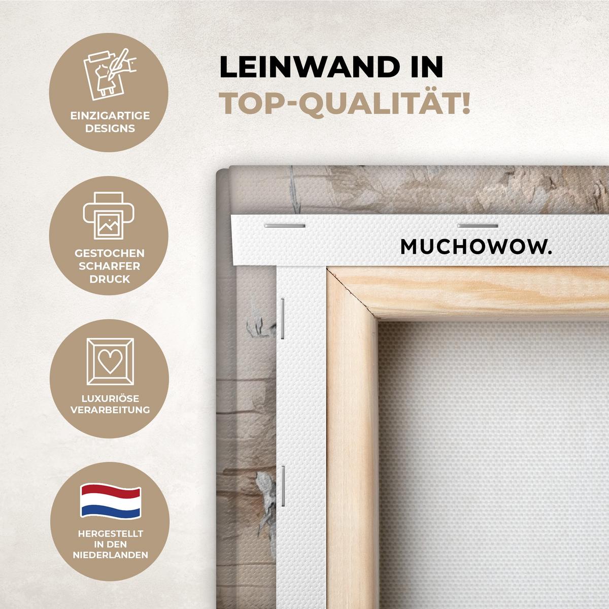 LEINWANDBILD 3er Set Mandelblüte - Abstrakt - Beige 90x40 cm - Beige, Textil (90/40cm) - MuchoWow