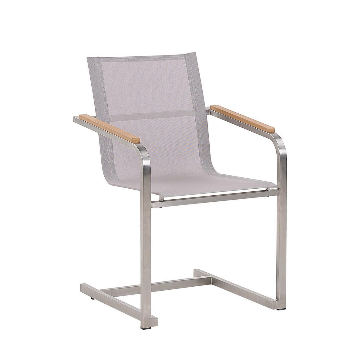 GARTENSTUHL 4er-Set Edelstahl beige Cosoleto - Beige, Metall (56/85/55cm) - Beliani