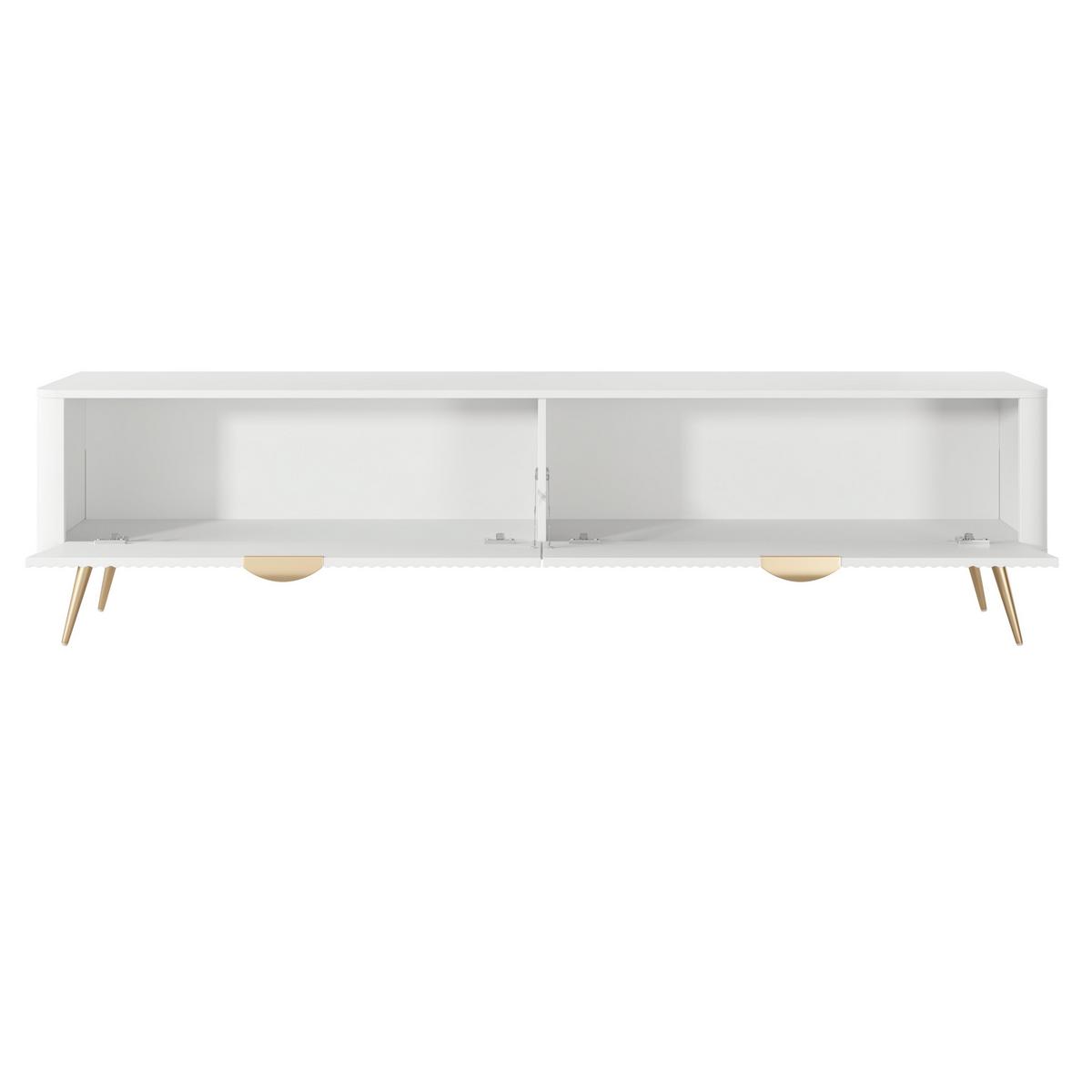 LOWBOARD Vespasia 2T Beige 200/51,2/38 cm – Geriffelte Fronten - Goldfarben/Weiß, Holzwerkstoff/Metall (200/51.2/38cm) - AX Living