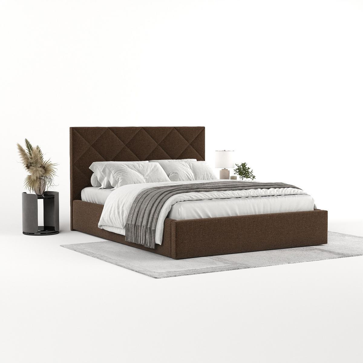 POLSTERBETT Torno 140/200 cm Braun im Inari Stoff - Schwarz/Naturfarben, Holz/Holzwerkstoff (140/200cm) - AltaBeds