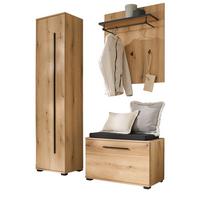 GARDEROBEN-SET Evoke Eiche 4-teilig 140 cm, Flurgarderobe mit Soft-Close - Dunkelgrau/Eichefarben, Holzwerkstoff/Kunststoff (140/200/40cm) - Furn.Design