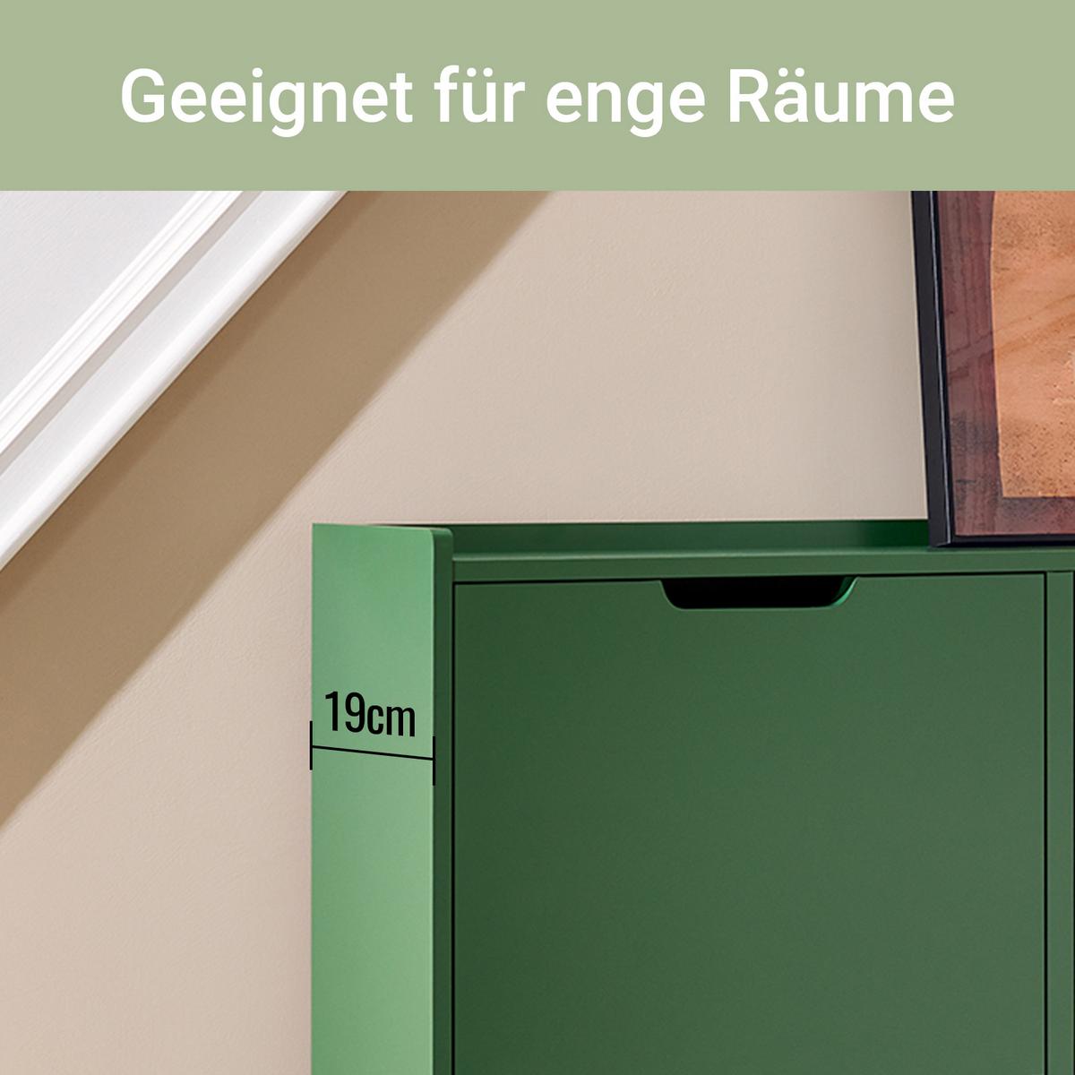 SCHUHSCHRANK mit 4 Klappen, Dunkelgrün 100x91x19cm - Dunkelgrün, Holzwerkstoff/Metall (100/91/19cm) - SoBuy