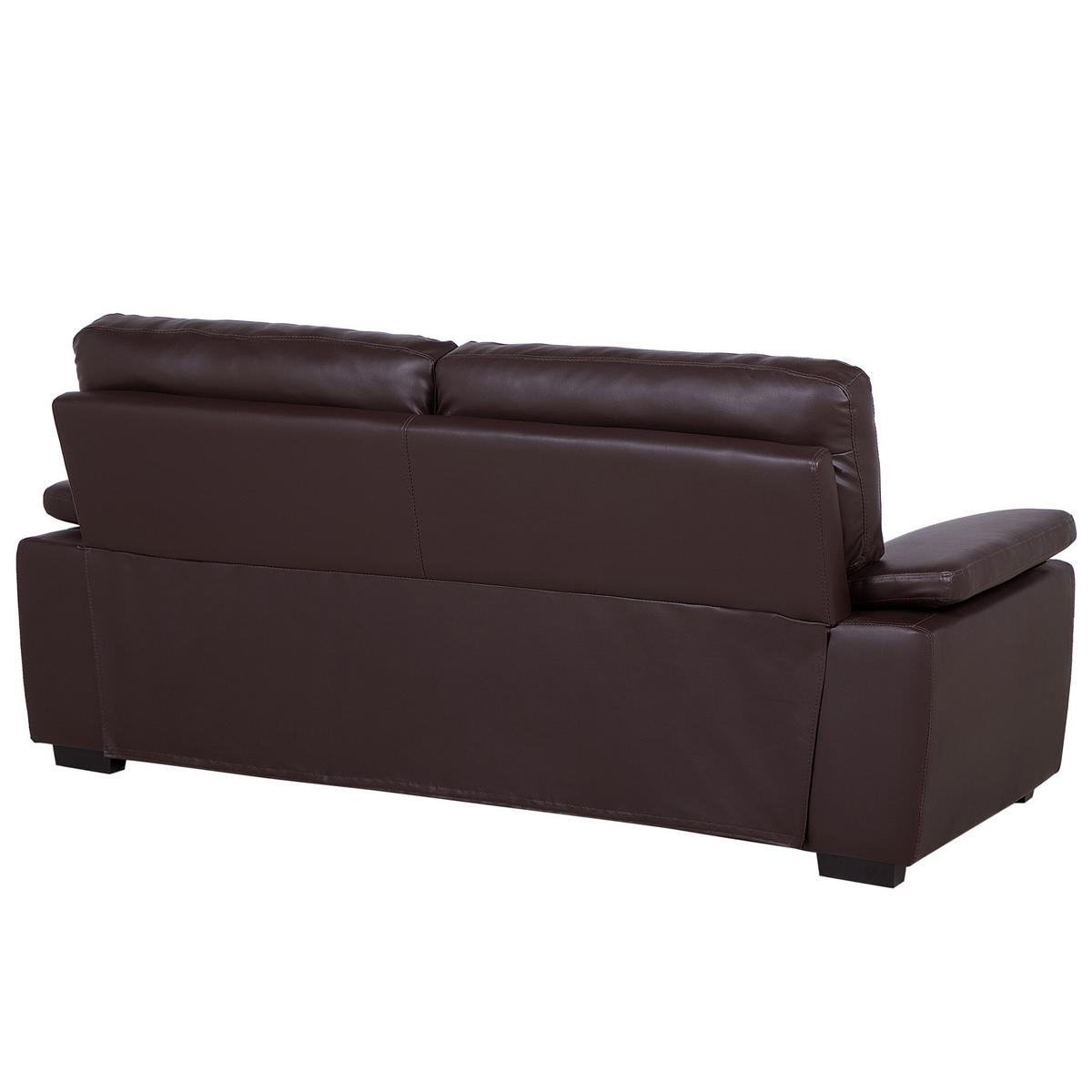3-SITZER-SOFA Kunstleder Braun Vogar - Dunkelbraun, Kunststoff/Textil (195/90/74cm) - Beliani
