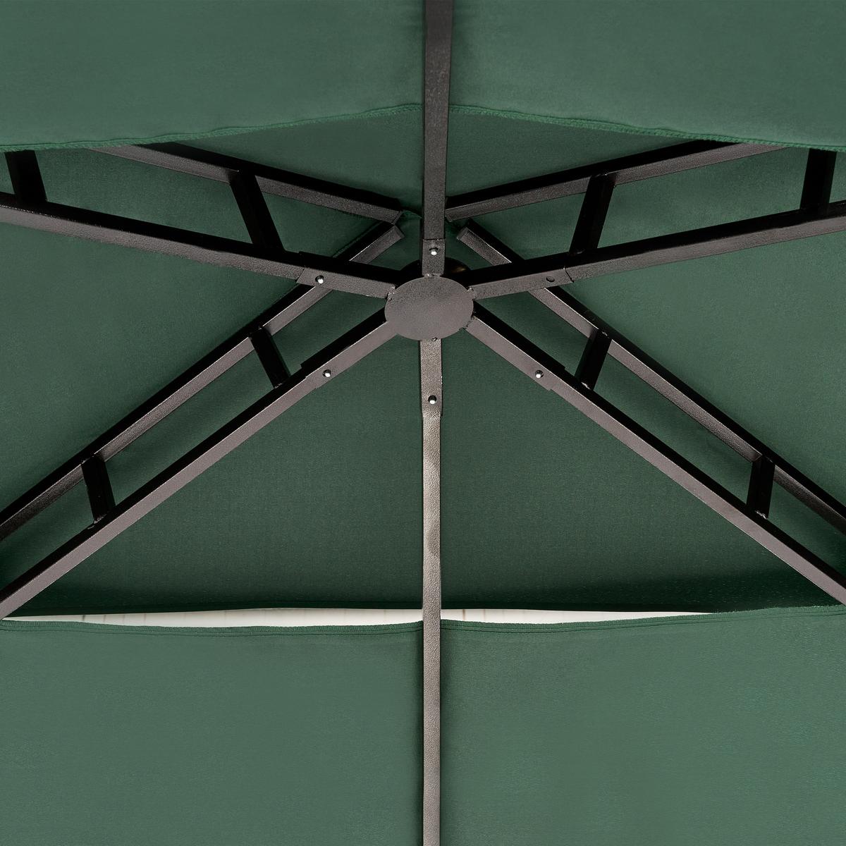 PAVILLON Stahl dunkelgrün 240/148 cm Naro - Schwarz/Grün, Metall (240/245/148cm) - Beliani