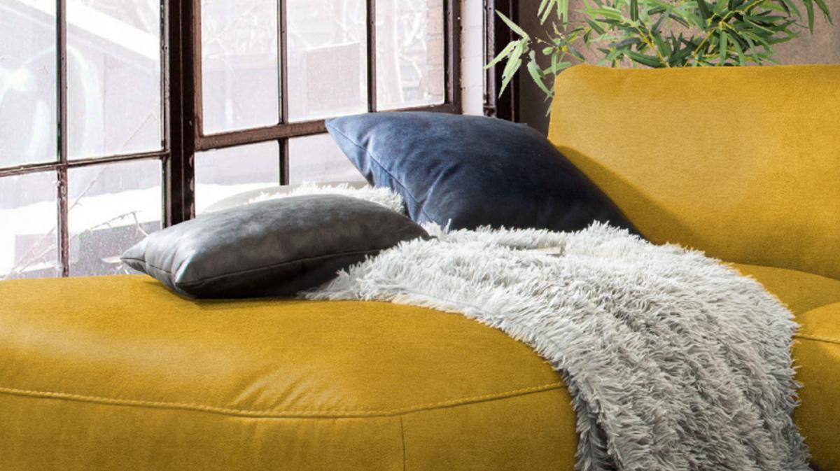 ECKSOFA MOTORISCHER RELAXFUNKTION LOLA Gold Webstoff Relaxfunktion - Goldfarben/Schwarz, Textil (233/178cm) - KAWOLA