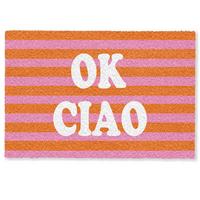 FUSSMATTE Ciao - Zitat - Streifen Sauberlaufmatte 60x40 cm - Orange, Kunststoff (60/0.4cm) - MuchoWow