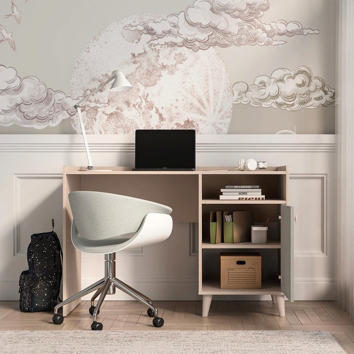 SCHREIBTISCH Alycia Beige - Grau - Holzeffekt - Grau, Holz (120/80/58cm) - Petits-meubles