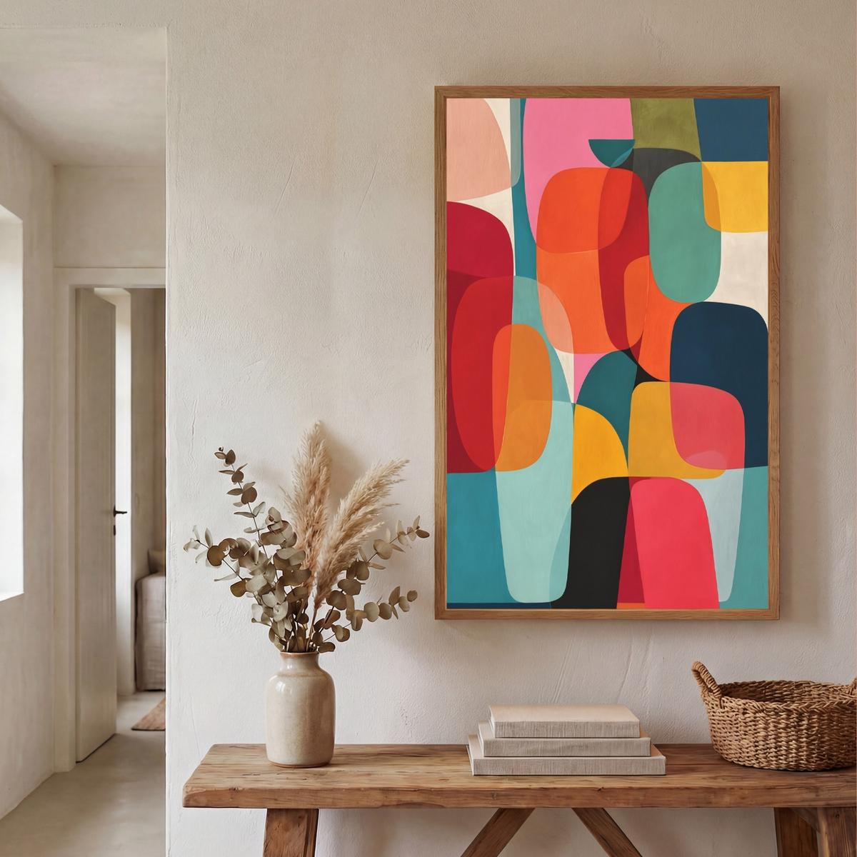 WANDLEUCHTE MIT AKKU Formen - Bunt - Abstrakt - Flugzeuge 60x90 cm - Multicolor, Holzwerkstoff (60/90/8cm) - OnlyWow