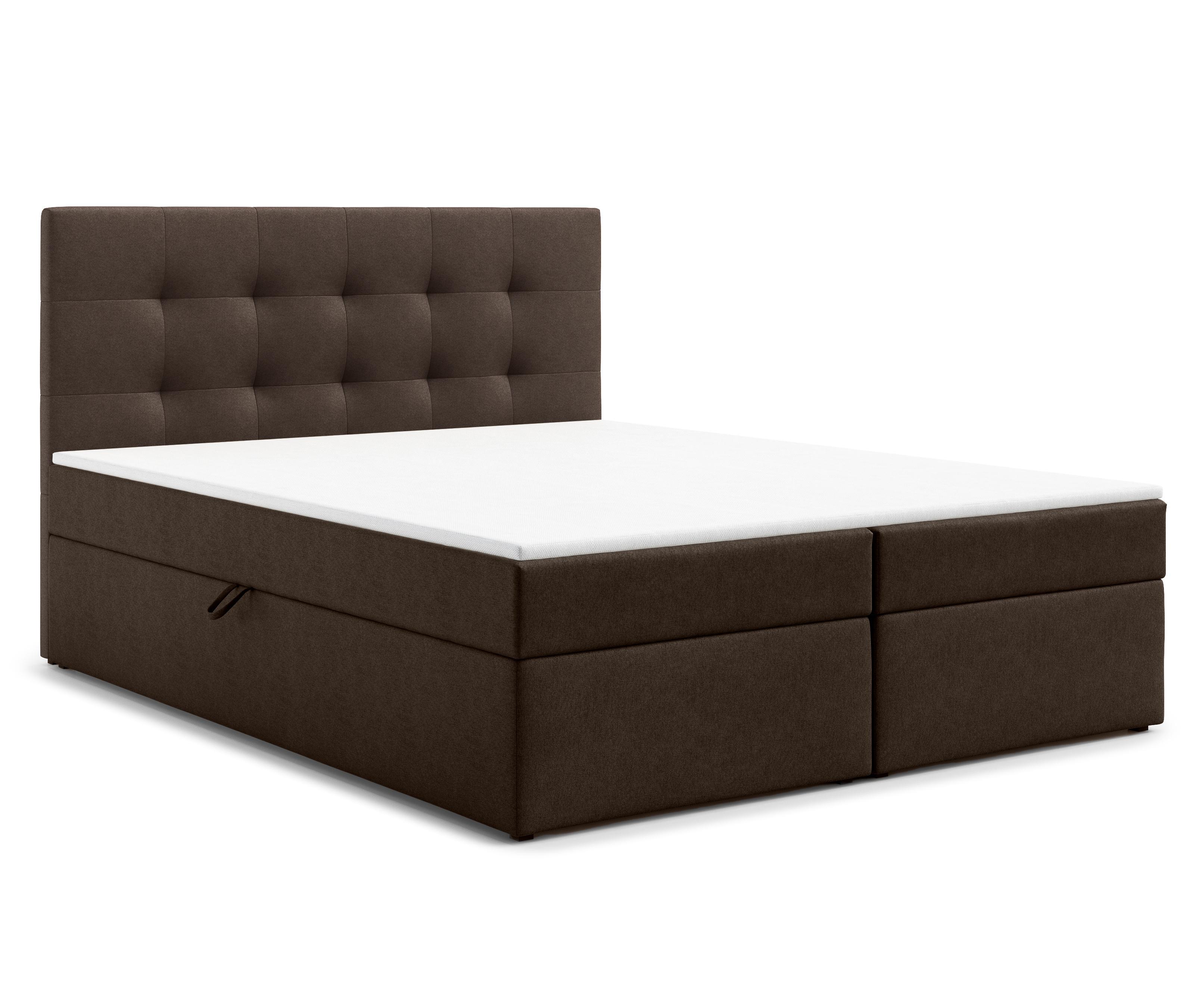 BOXBETT GALATA 140x200 cm mit Bettkasten und Matratze - Braun + TOPPER - Schwarz/Braun, Holz/Holzwerkstoff (140/200cm) - AX Living
