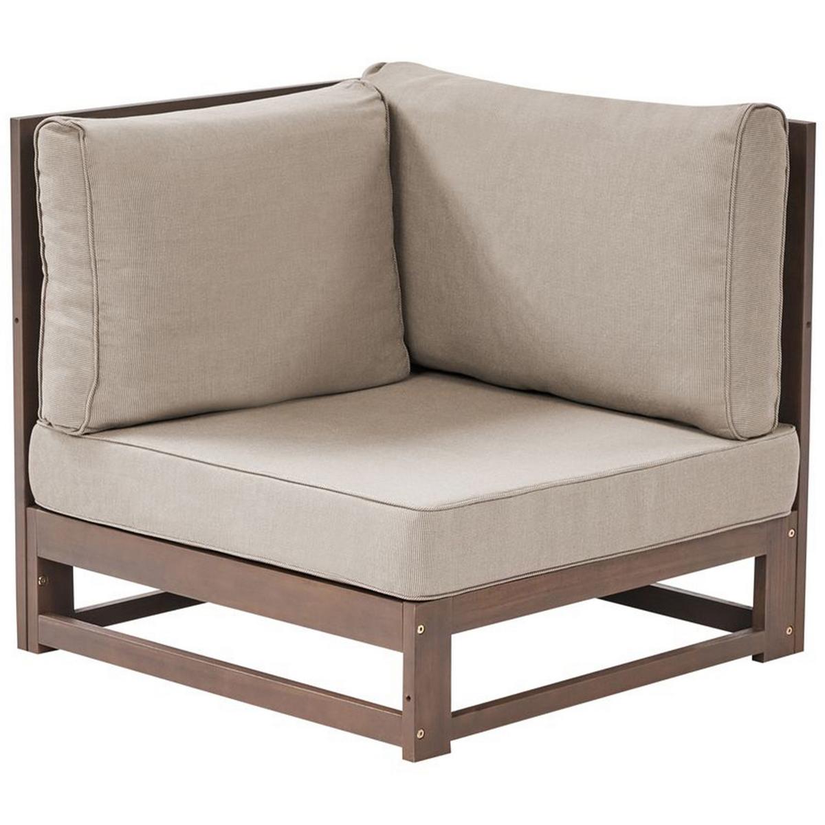 5-SITZER LOUNGE SET zertifiziertes Holz dunkelbraun Auflagen taupe Timor II - Taupe/Dunkelbraun, Holz - Beliani