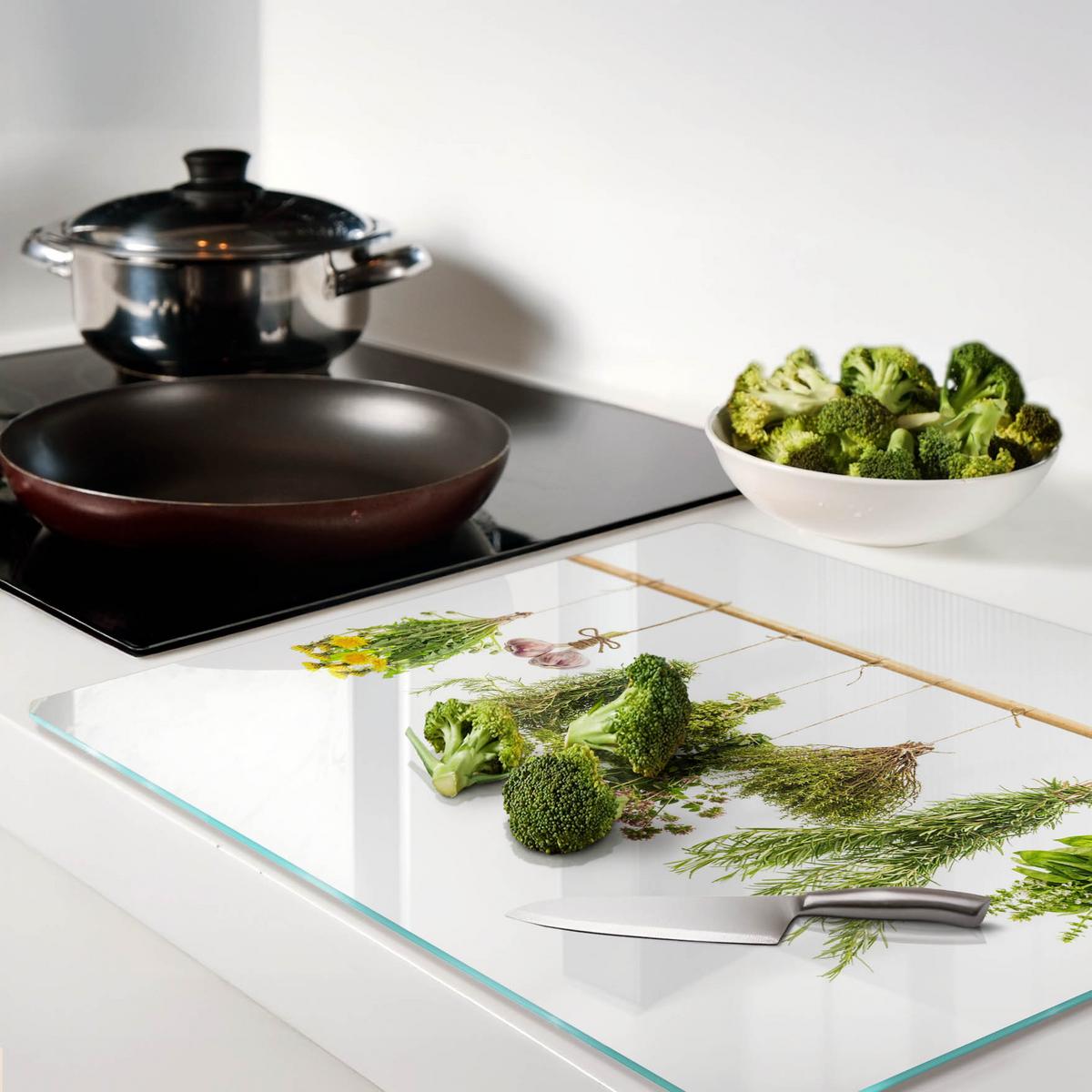 GLASPLATTE 60x52 cm Kräuterschnur - Grün, Glas (60/0.4/52cm) - TULUP