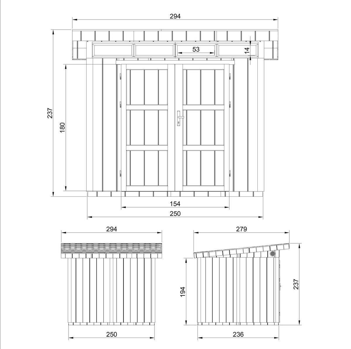 HOLZ-GARTENHAUS basis LP SmartSide 5,9m² mit B279xL293xH239 cm - M903A - CAVERN STEEL - Dunkelgrau, Holz (294/237/279cm) - Timbela