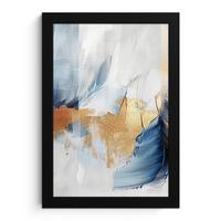 POSTER MIT RAHMEN Gold - Blau - Aquarell - Kunst - Modern Poster 20x30 cm - Hellblau, Papier (20/30cm) - MuchoWow