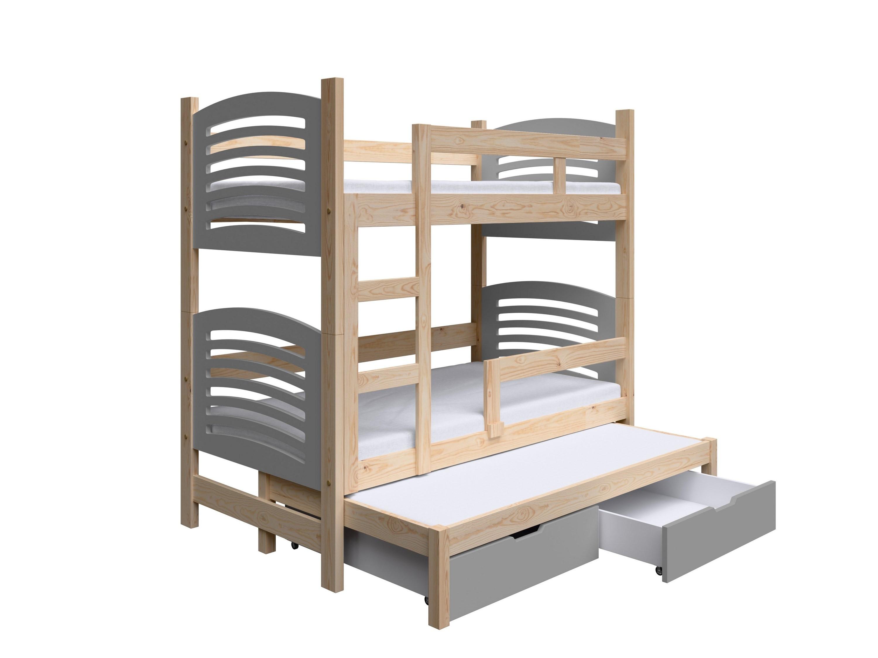 ETAGENBETT OHANA mit Bettkasten 75x160 cm Kieferfarben - Kieferfarben/Grau, Holz (75/160cm) - MASSENO