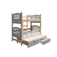 ETAGENBETT OHANA mit Bettkasten 75x160 cm Kieferfarben - Kieferfarben/Grau, Holz (75/160cm) - MASSENO