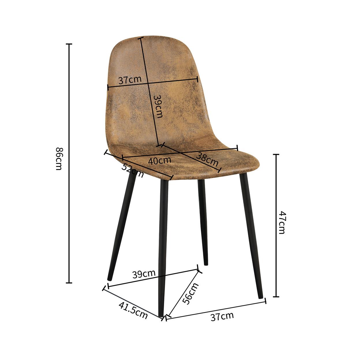 ESSZIMMER SET – 1 Tisch + 4 Stühle – Holzoptik & Wildleder - Braun, Holzwerkstoff/Metall (120/75/80cm) - Urban Meuble
