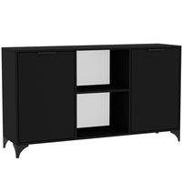 KOMMODE Home mit 2 Türen, mit Griffen, Schwarz - Schwarz, Holzwerkstoff (150/85/40cm) - Beautysofa