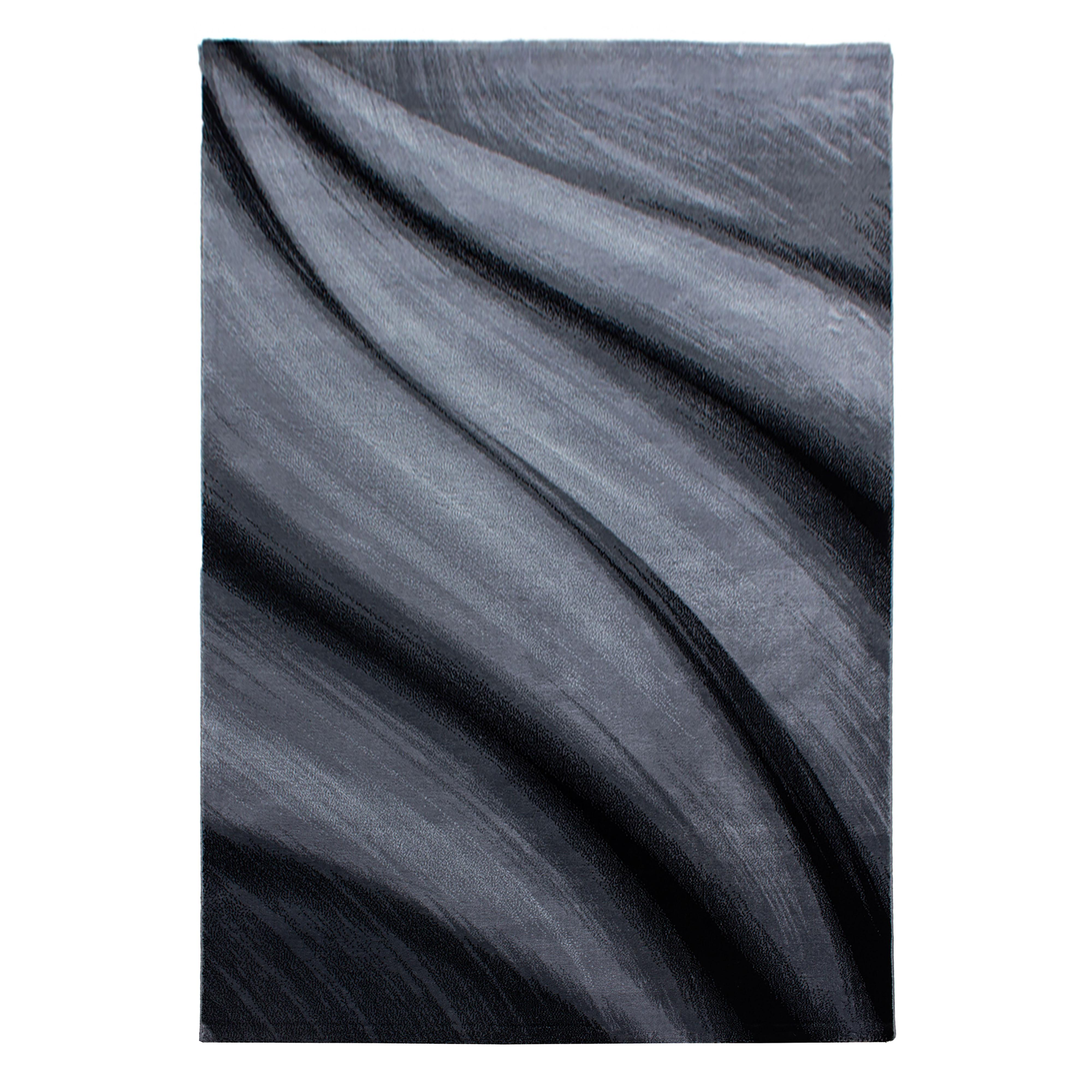 KURZFLORTEPPICH ASPEN, mit abstraktem Wellenmuster, Schwarz, 240 x 340 cm - Schwarz, Textil (240/340cm) - KADIMA DESIGN