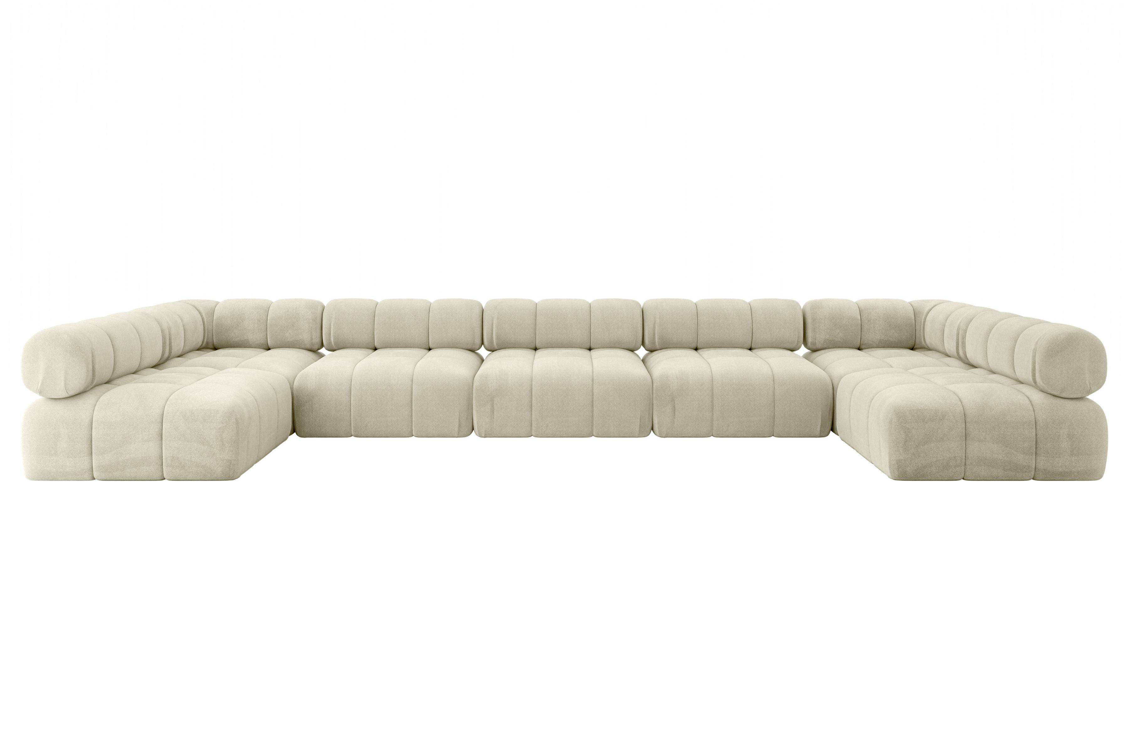 WOHNLANDSCHAFT modulares Sofa Garvo-U3 - 475x190x70 cm Beige Velours - Champagner/Beige, Holzwerkstoff/Textil (475/70/190cm) - ALTDECOR