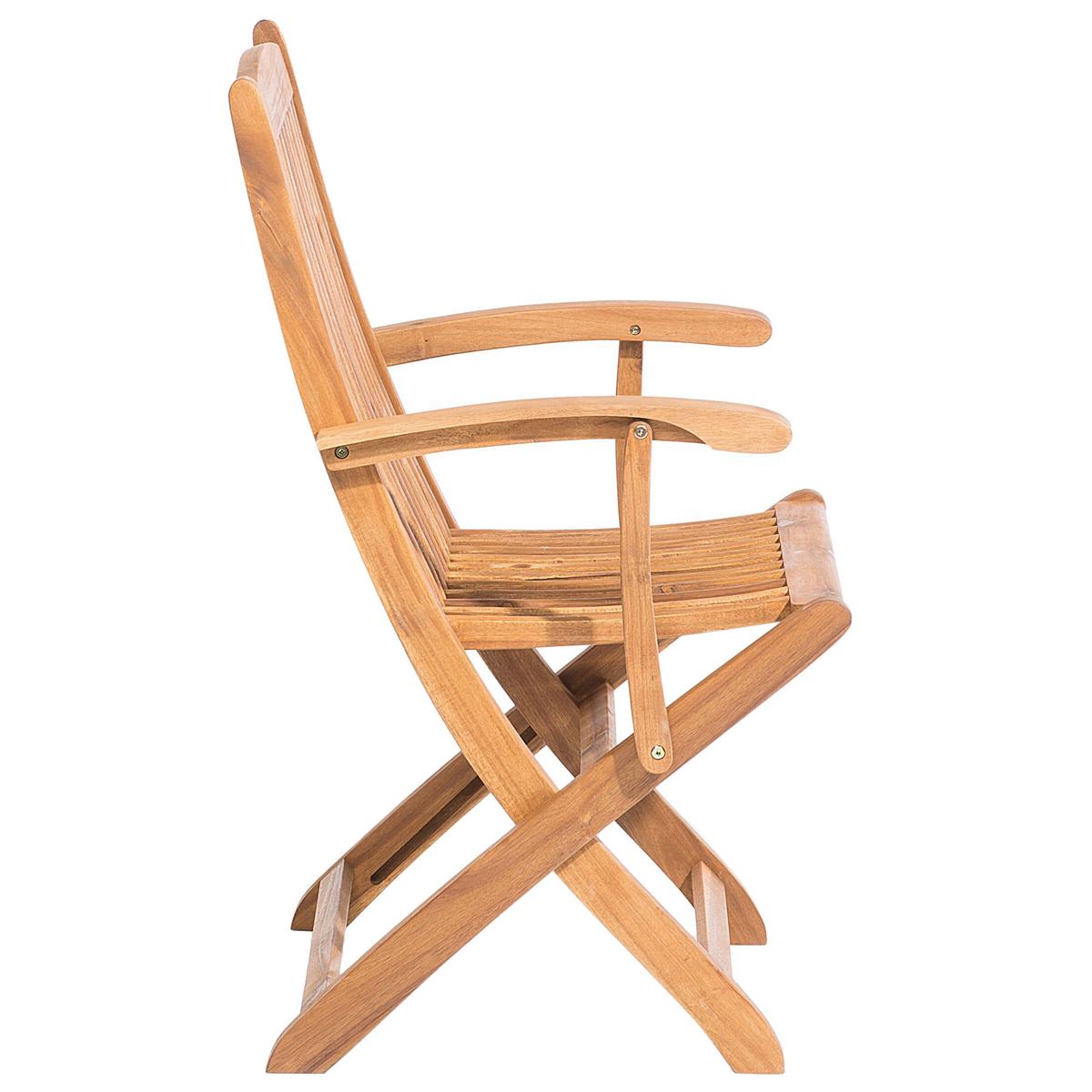 GARTENSTUHL 2er-Set mit Armlehnen Akazienholz hellbraun Maui - Hellbraun, Holz (42/93/48cm) - Beliani