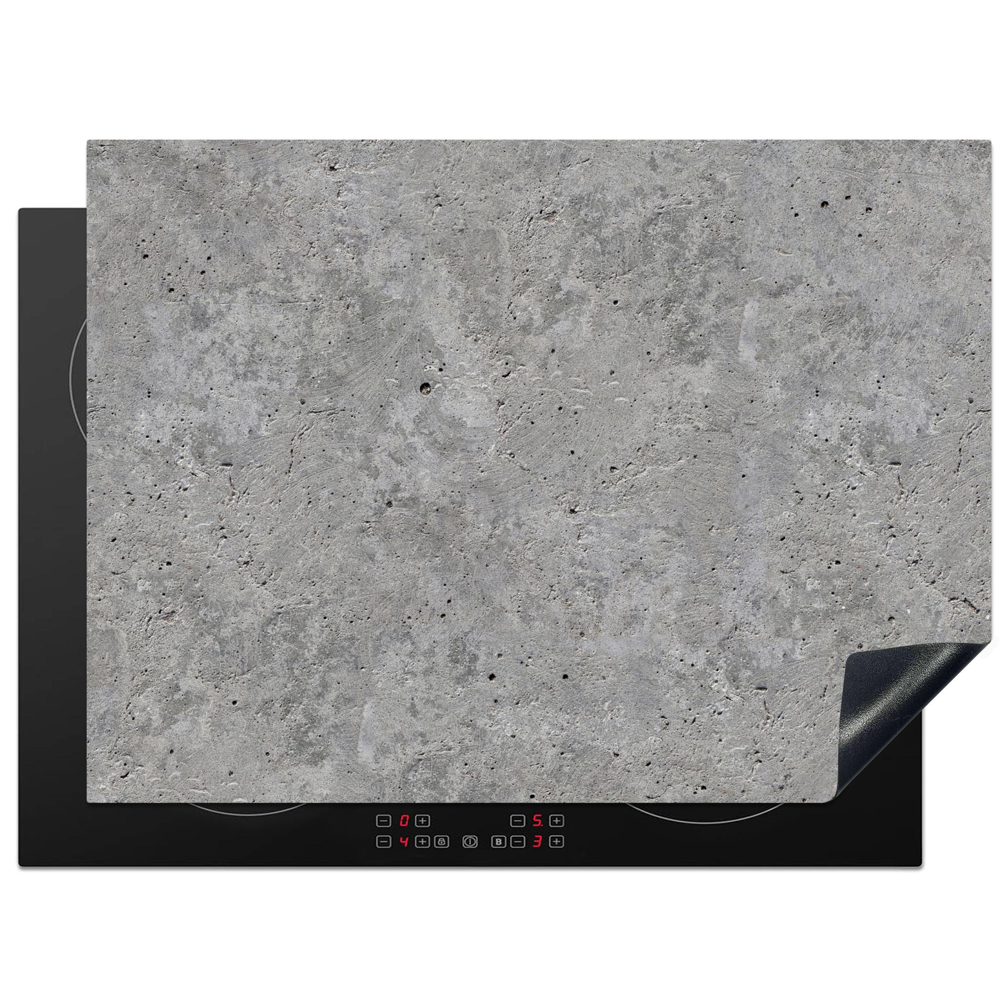 HERDABDECKPLATTE Beton - Schiefer - Grau - Struktur aus Beton Herdabdeckung Induktionsfeld 70x52 cm - Hellgrau, Kunststoff (70/52/0.2cm) - MuchoWow