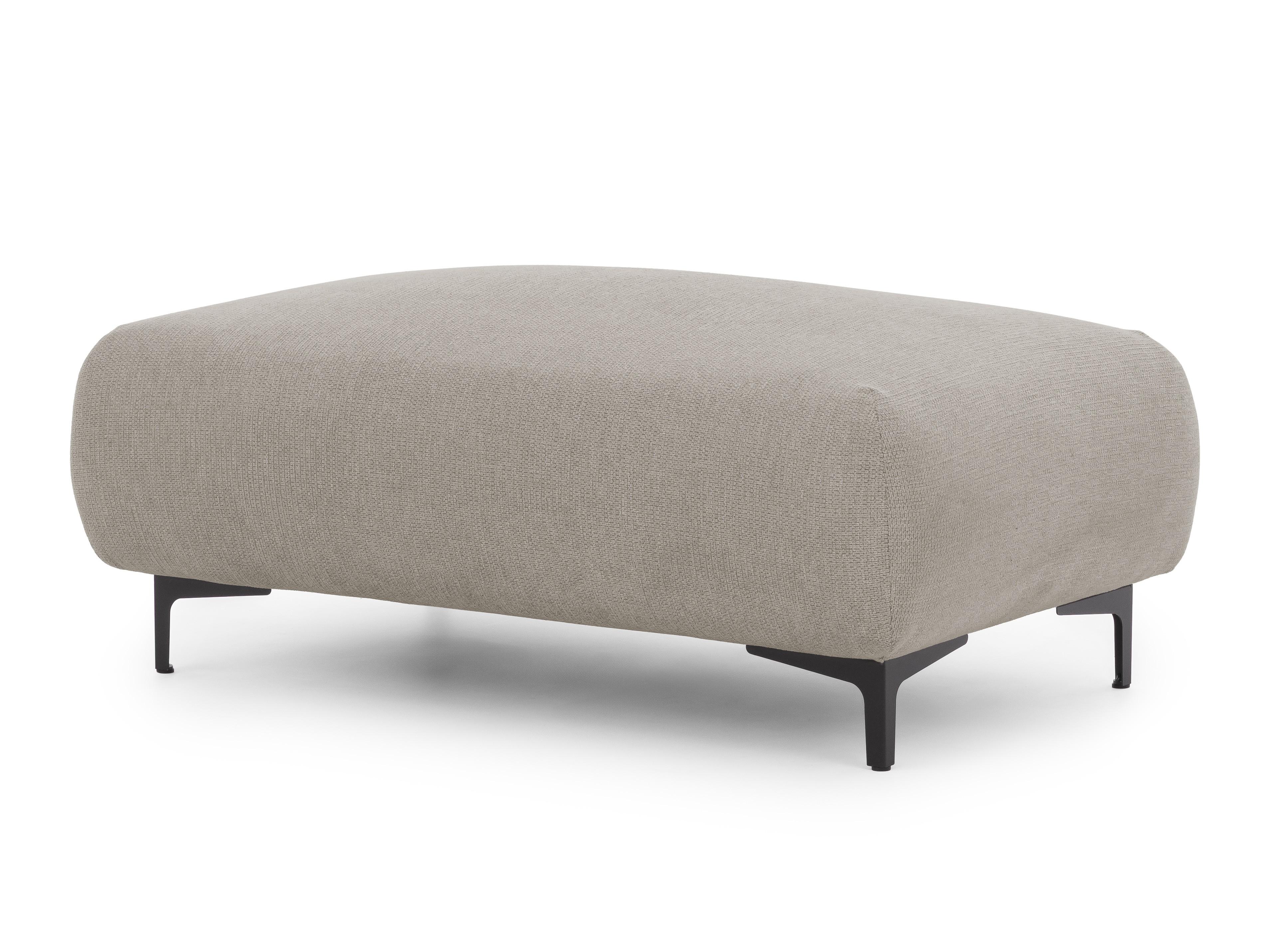POLSTERHOCKER Cardea in Bubble-Optik aus weichem Taupe Strukturstoff mit hohem Sitzkomfort - Taupe/Schwarz, Holz/Textil (110/46/65cm) - S-Style Möbel