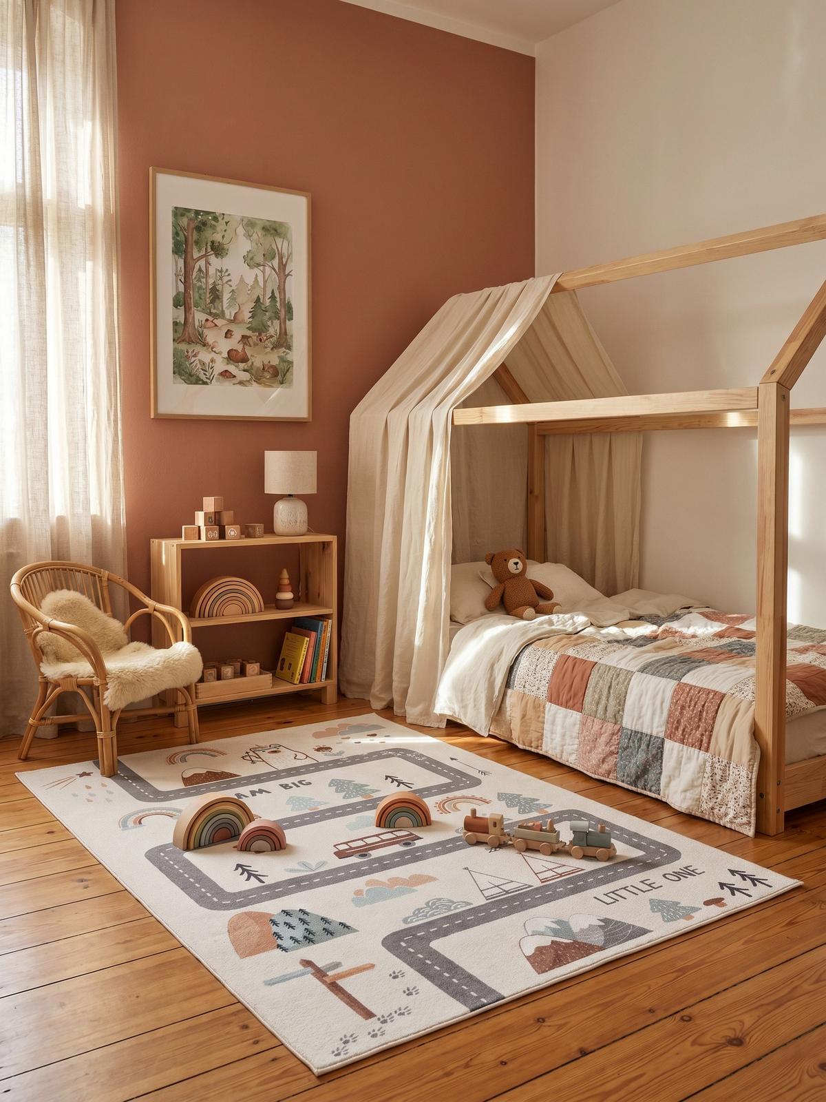 SPIELTEPPICH Waschbar TINO in Creme, mit Straßenkarten-Motiv, 80 x 150 cm - Beige, Textil (150/80cm) - KADIMA DESIGN