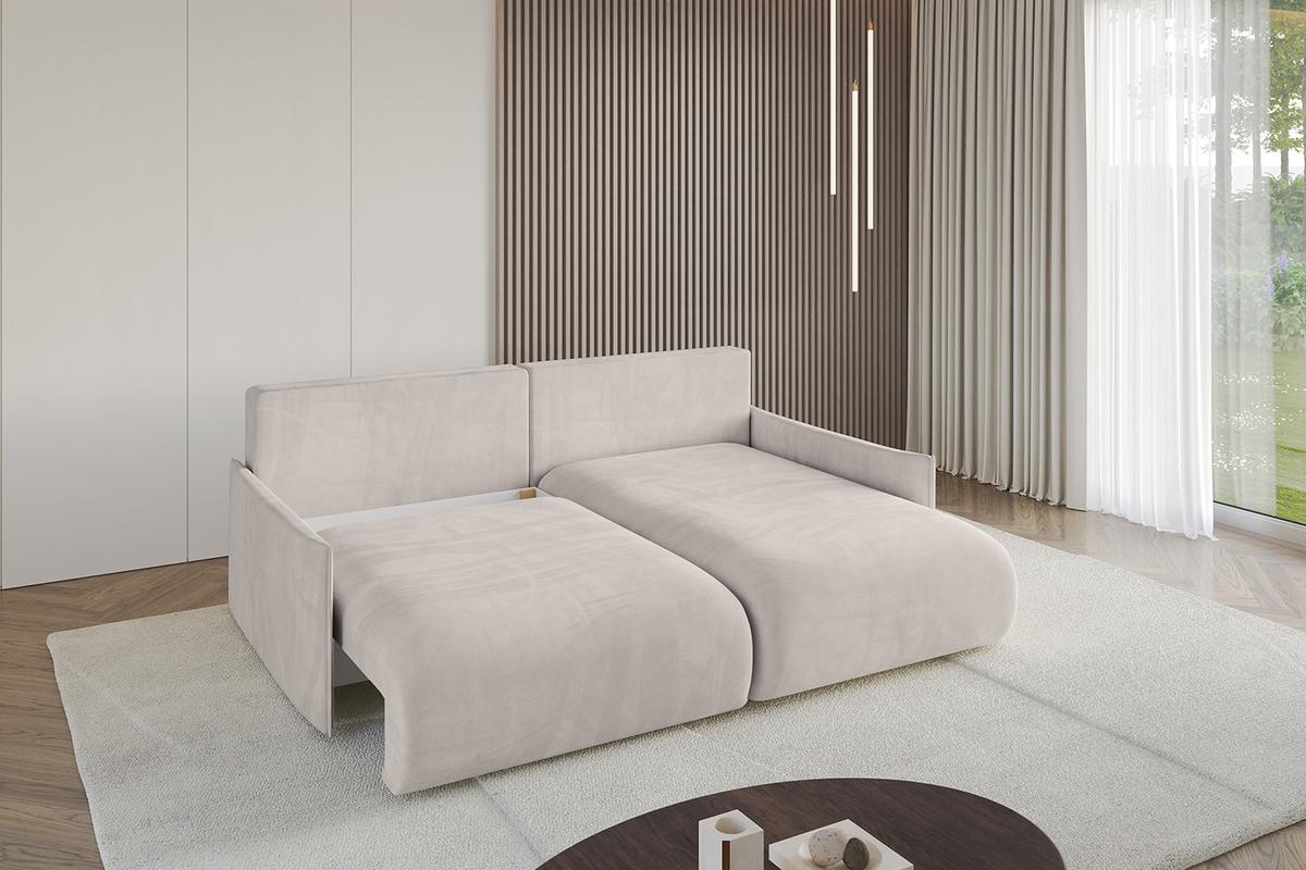 ECKSOFA Ottomane rechts ONESK-L-v1 216x177x72 Hellbraun Velours - Hellbraun, Holzwerkstoff/Kunststoff (177/216cm) - ALTDECOR